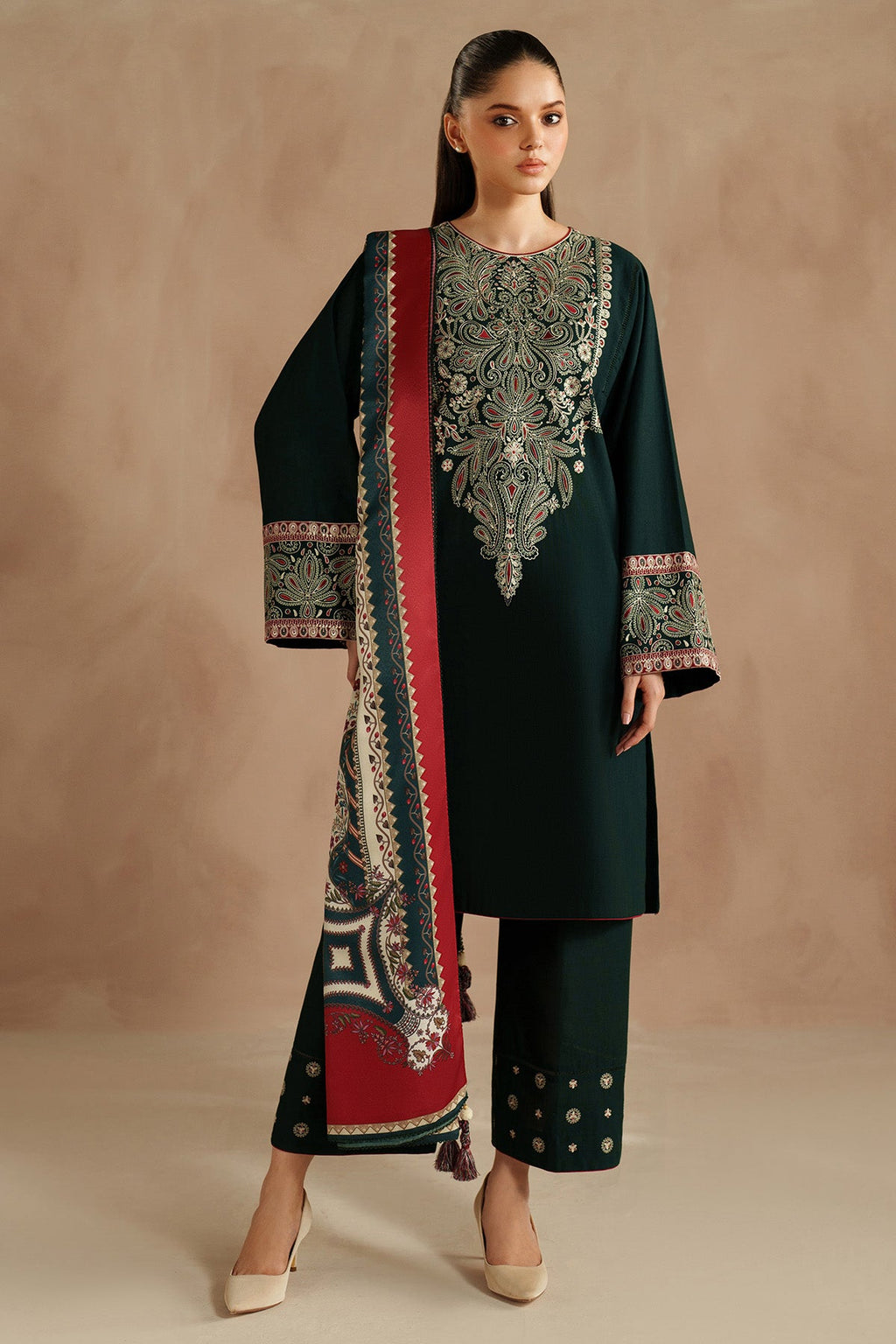 jazmin-3 PC Winter Dhanak Embroidred - V025