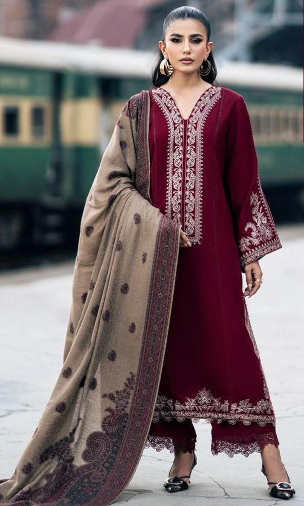 Ayizel - 3 PC Winter Dhanak Embroidred - V022