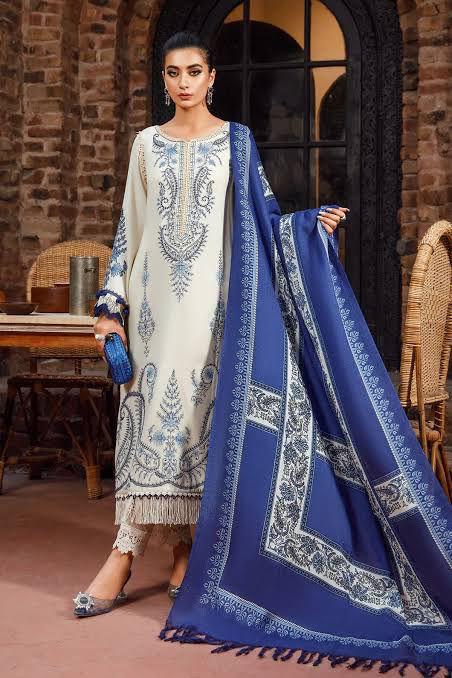 Maria B - 3 PC Winter Dhanak Embroidred - V021