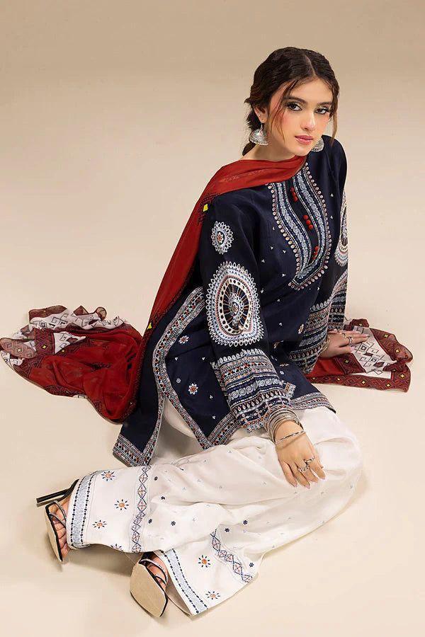 Maria B - 3 PC Winter Dhanak Embroidred - V020
