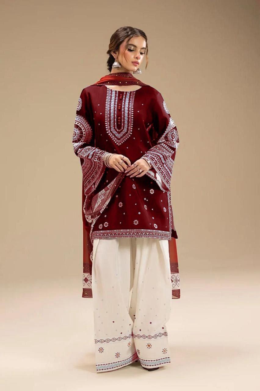 Maria B - 3 PC Winter Dhanak Embroidred - V020