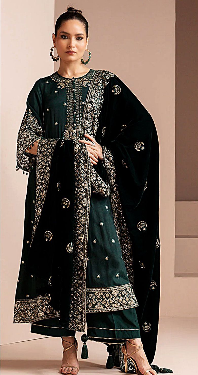 Cross stitch-3 PC Winter Dhanak Embroidred - V030