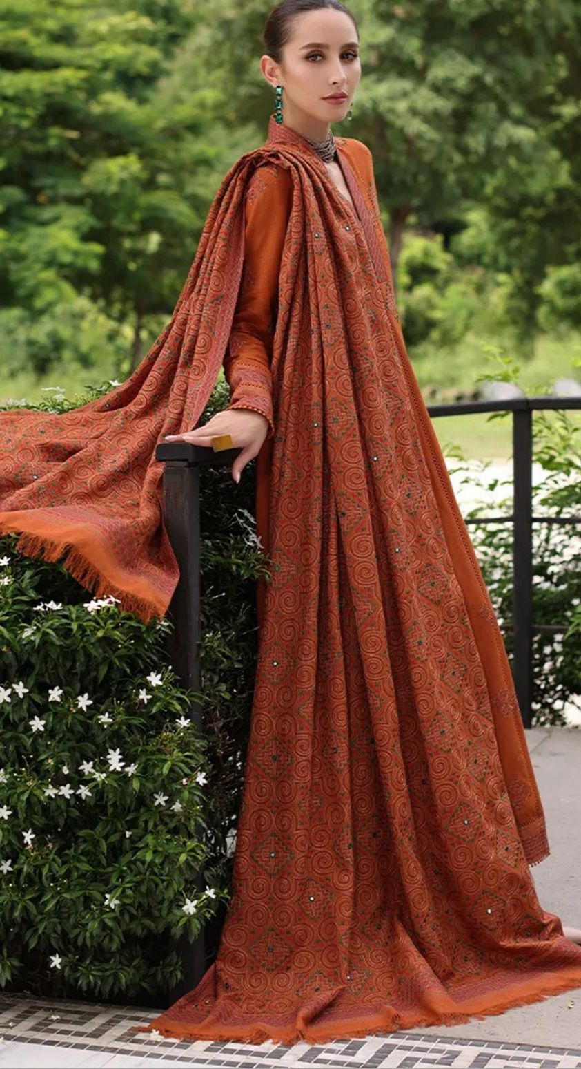 Breeze-3 PC Winter Dhanak Embroidred - V026