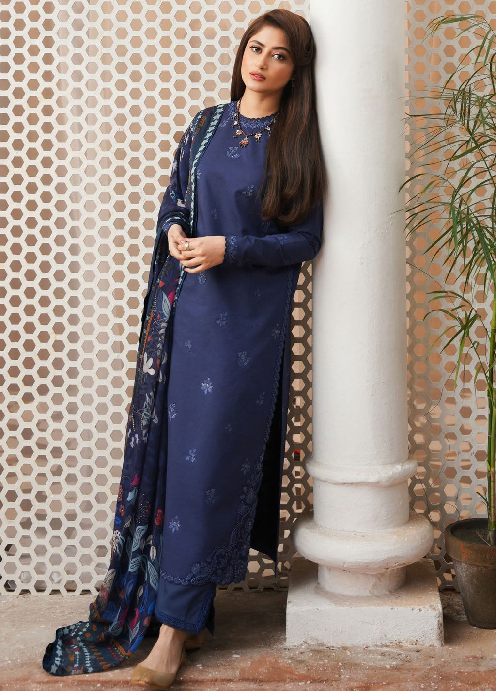 Aizel-3 PC Winter Dhanak Embroidred - V038