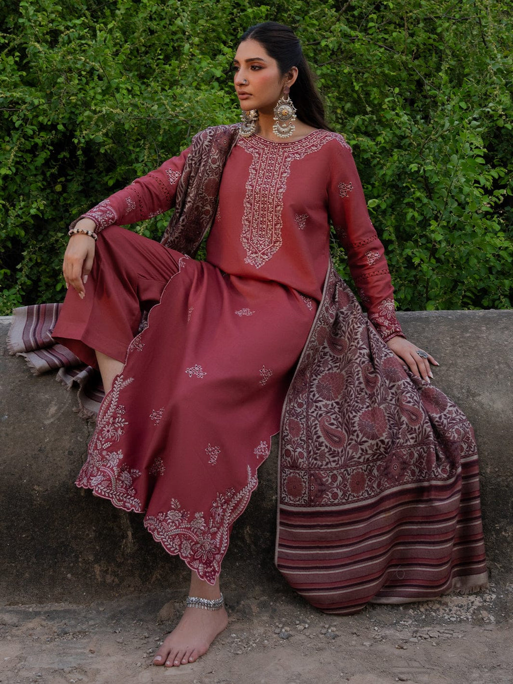 Aizel-3 PC Winter Dhanak Embroidred - V035