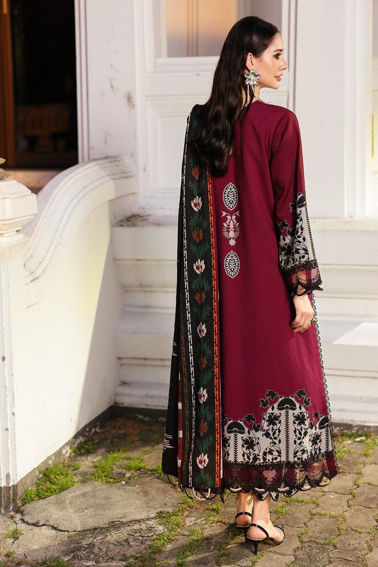 Barouqe-3 PC Winter Printed Slub  Khaddar - V048