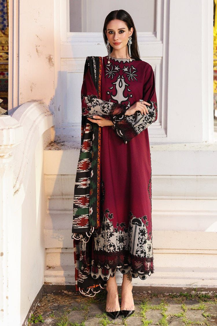 Barouqe-3 PC Winter Printed Slub  Khaddar - V048