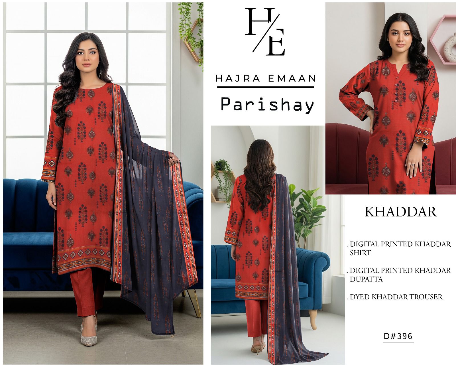 Khaddar-3pc Winter Printed Khaddar -V0133