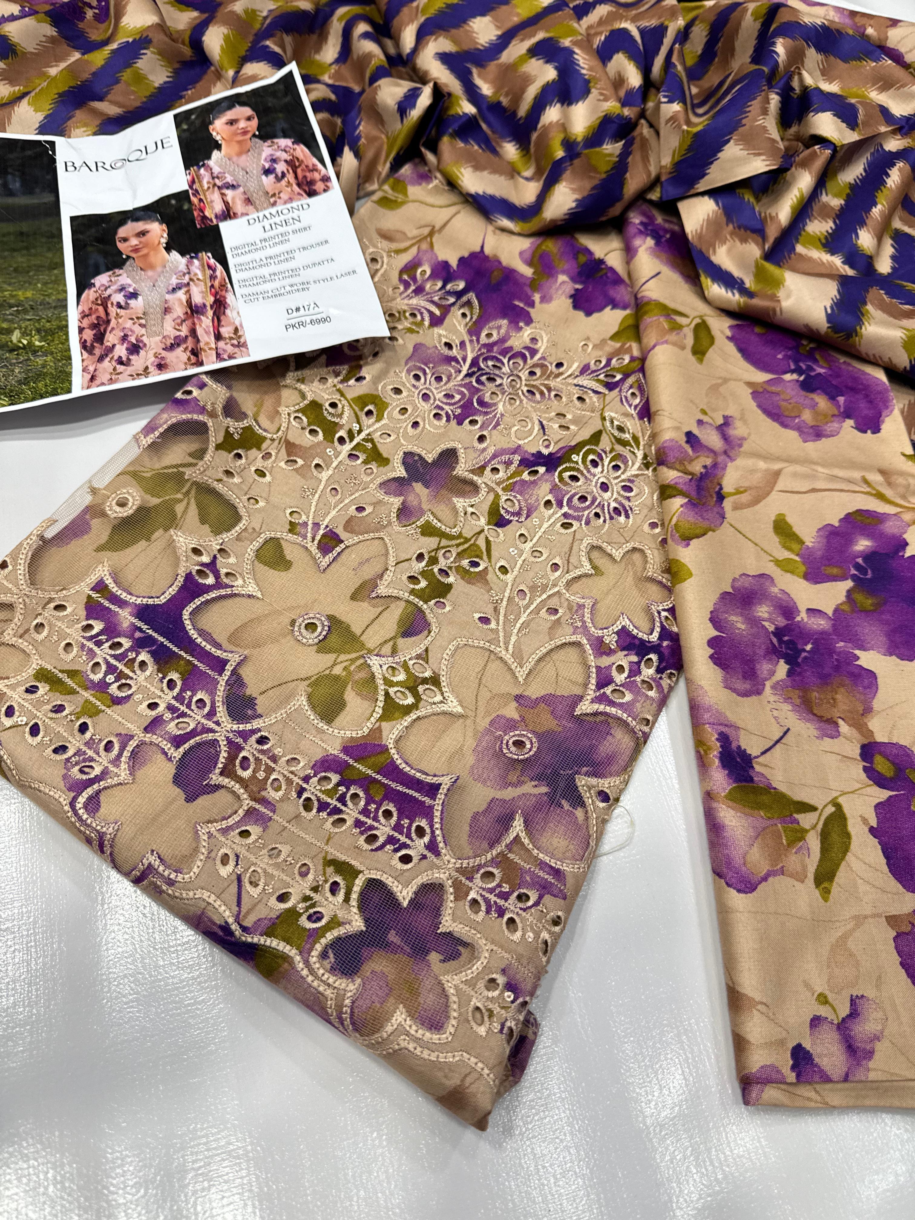 Linen-3pc Winter chikenkari Linen-V0123