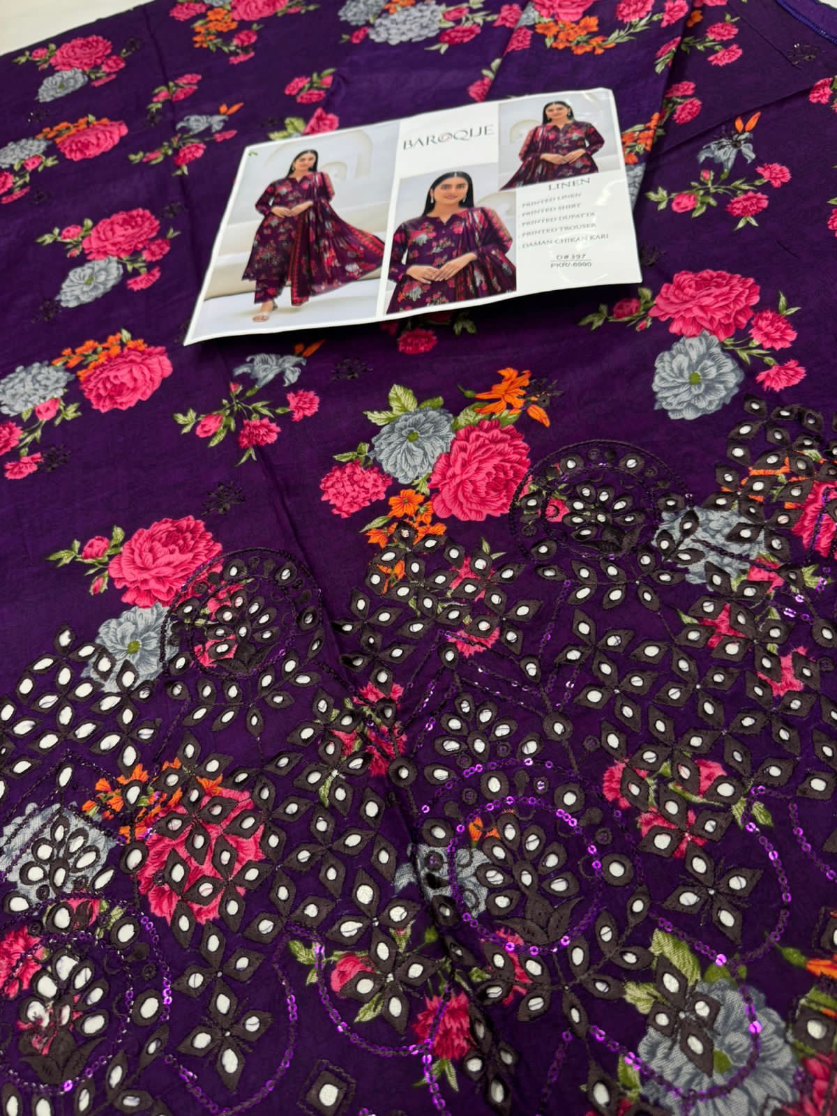 Linen-3pc Winter chikenkari Linen-V0119