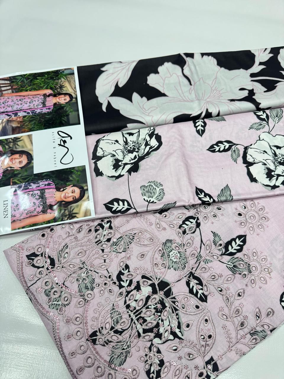 Linen-3pc Winter chikenkari Linen-V0118