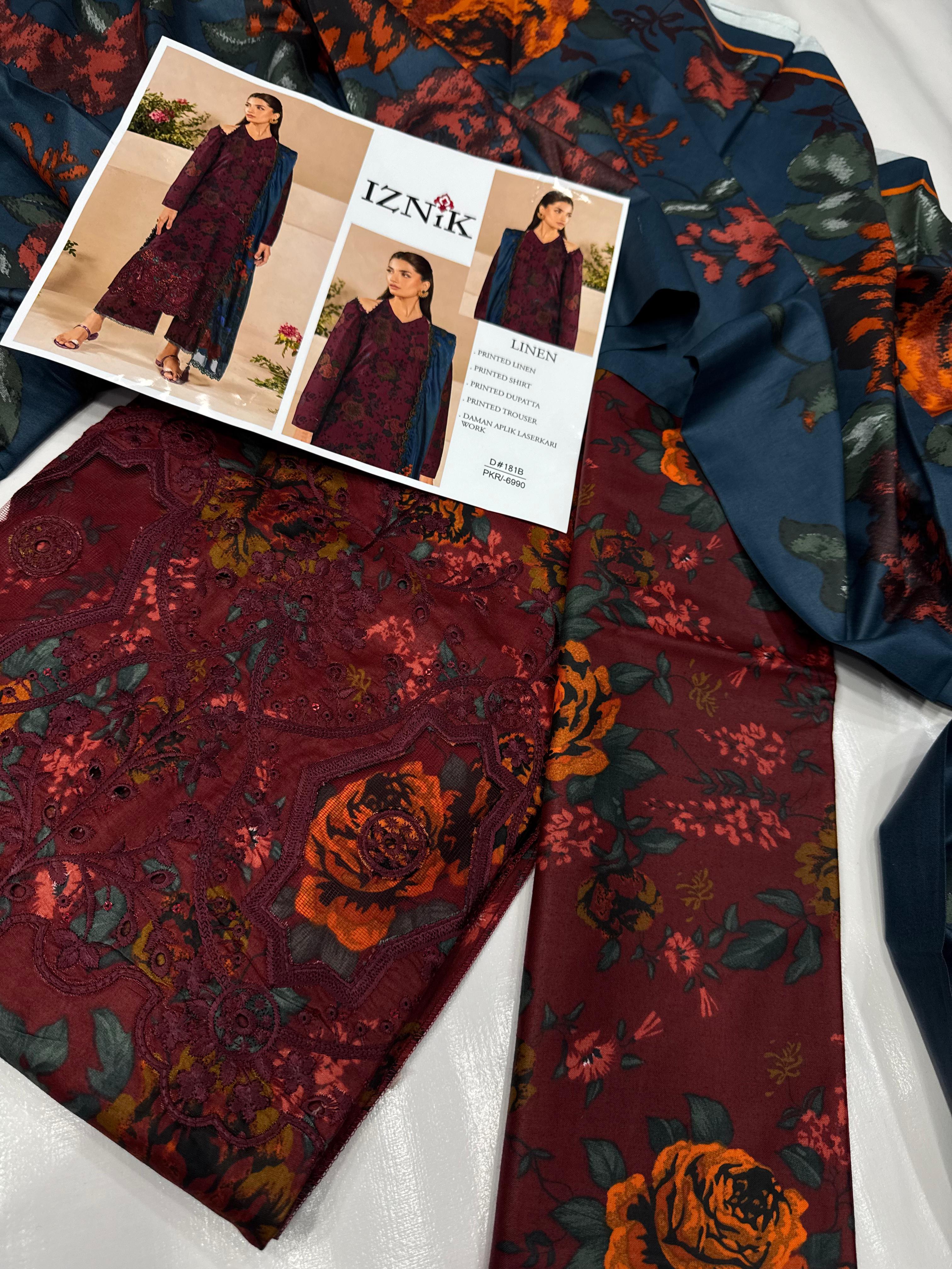 Linen-3pc Winter chikenkari Linen-V0115