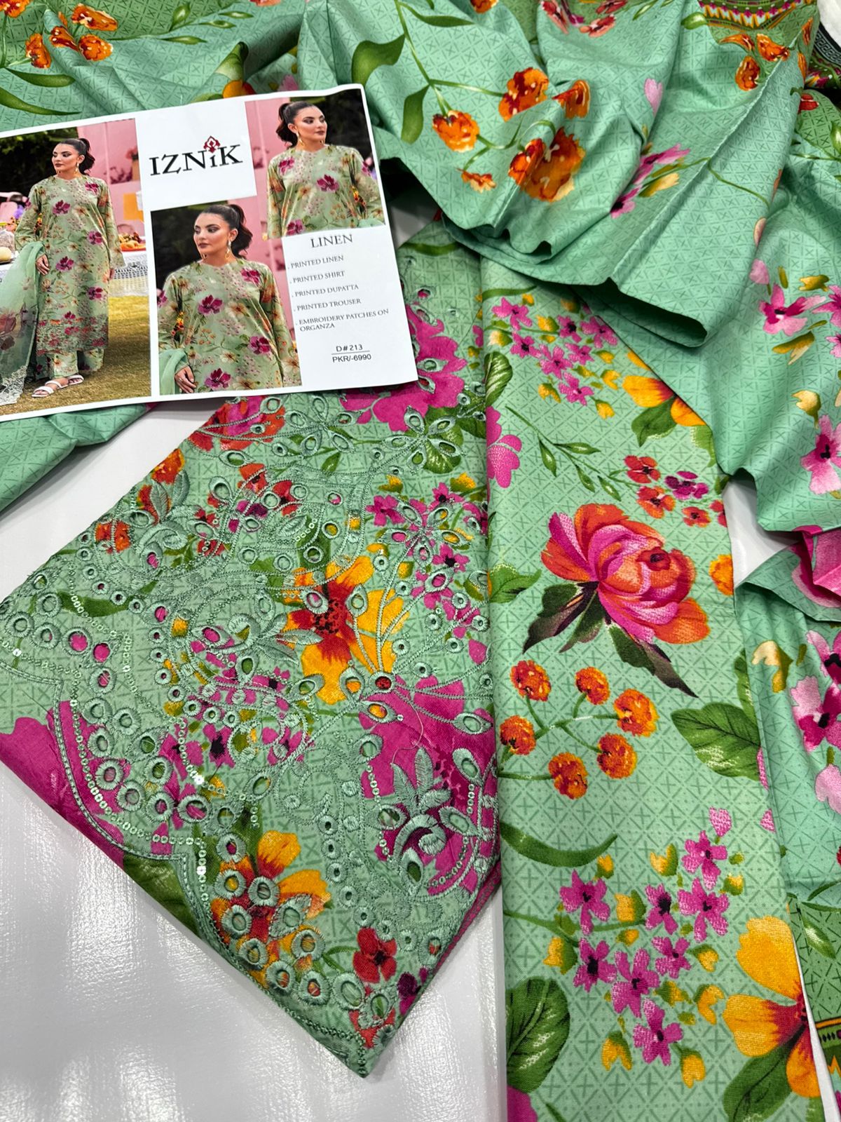 Linen-3pc Winter chikenkari Linen-V0112