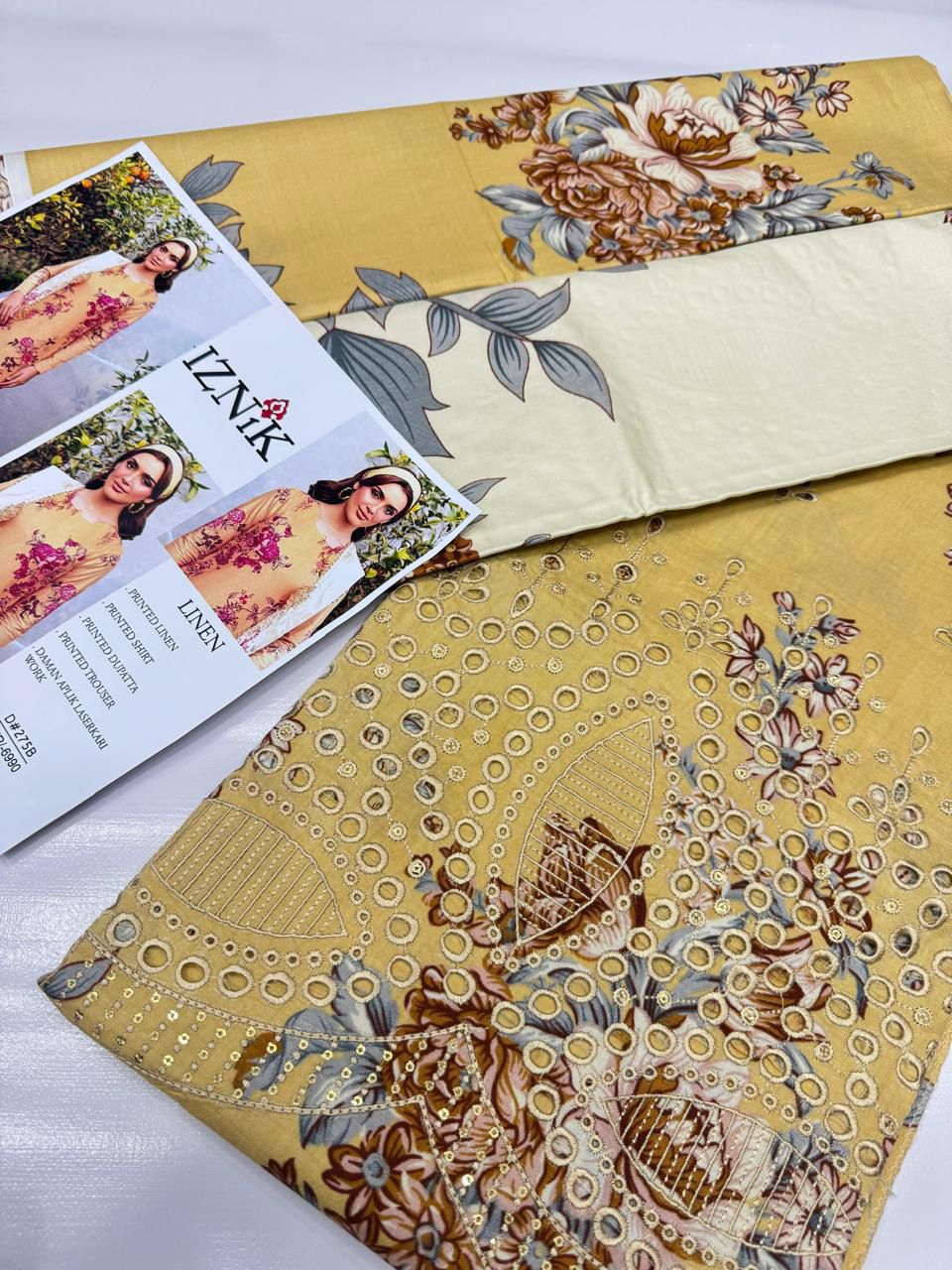 Linen-3pc Winter chikenkari Linen-V0111