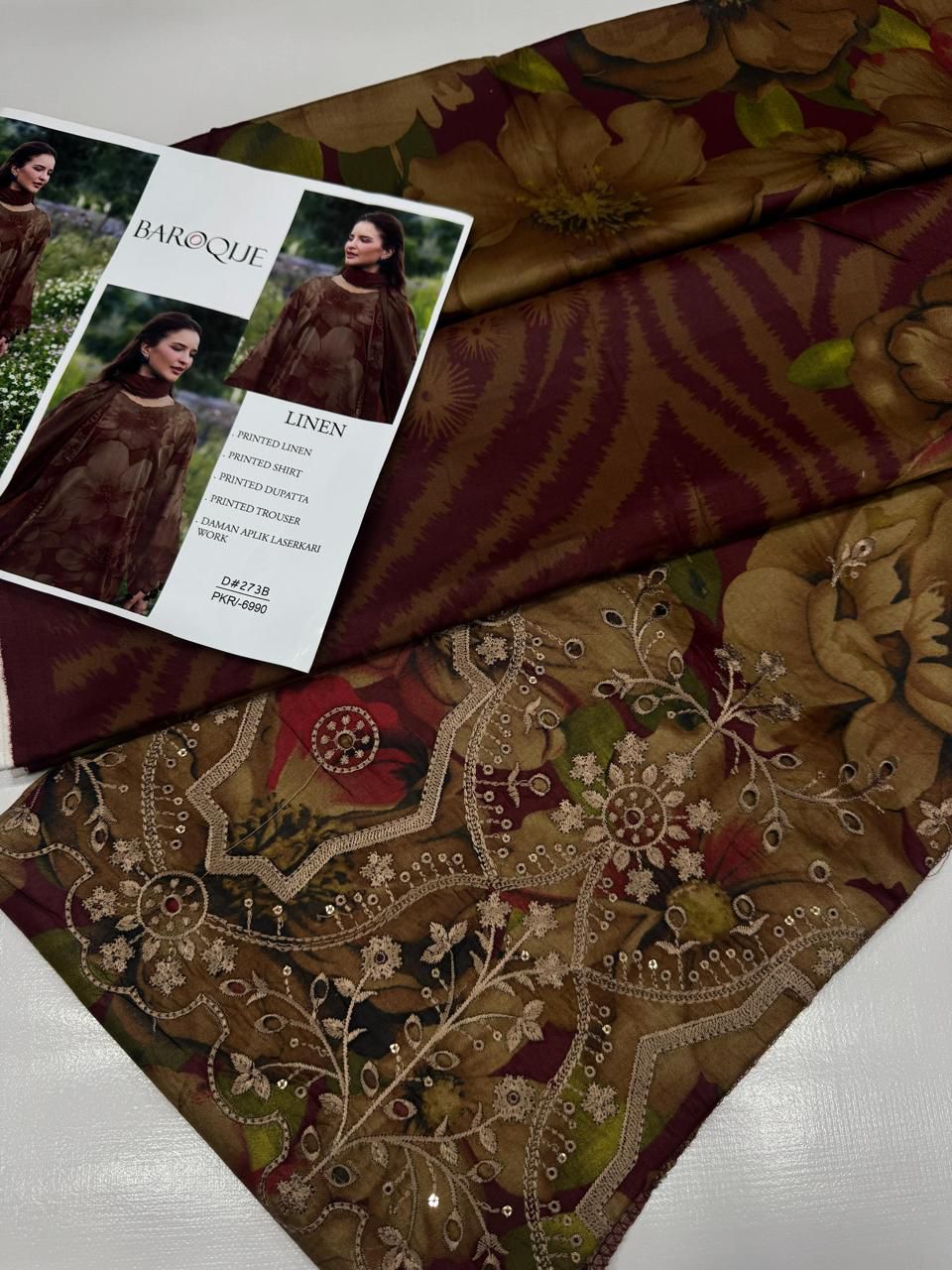 Linen-3pc Winter chikenkari Linen-V0106