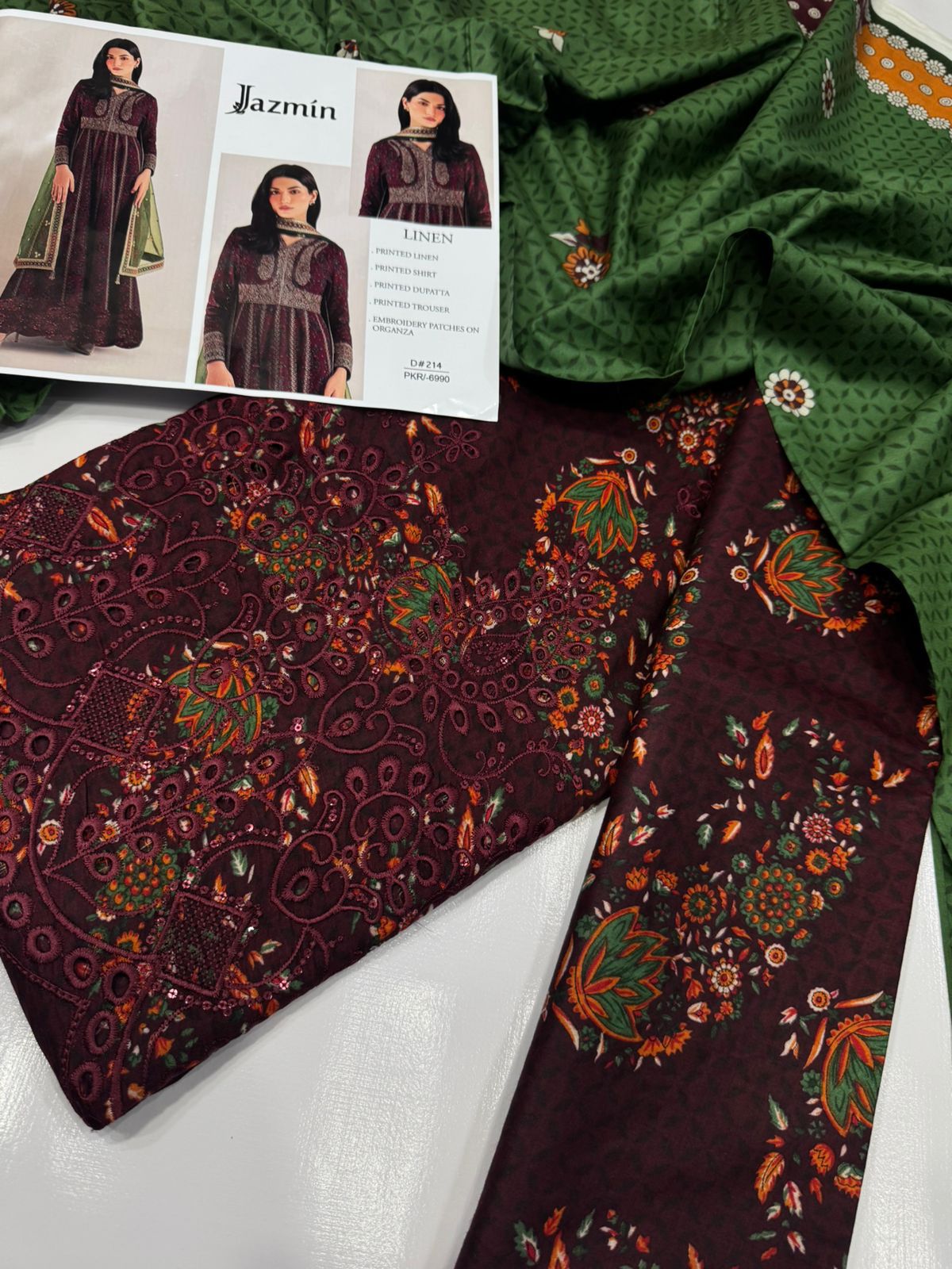 Linen-3pc Winter chikenkari Linen-V0103