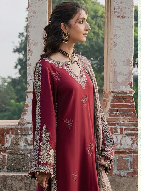 Aizel -3 PC Winter Dhanak Embroidred - V031