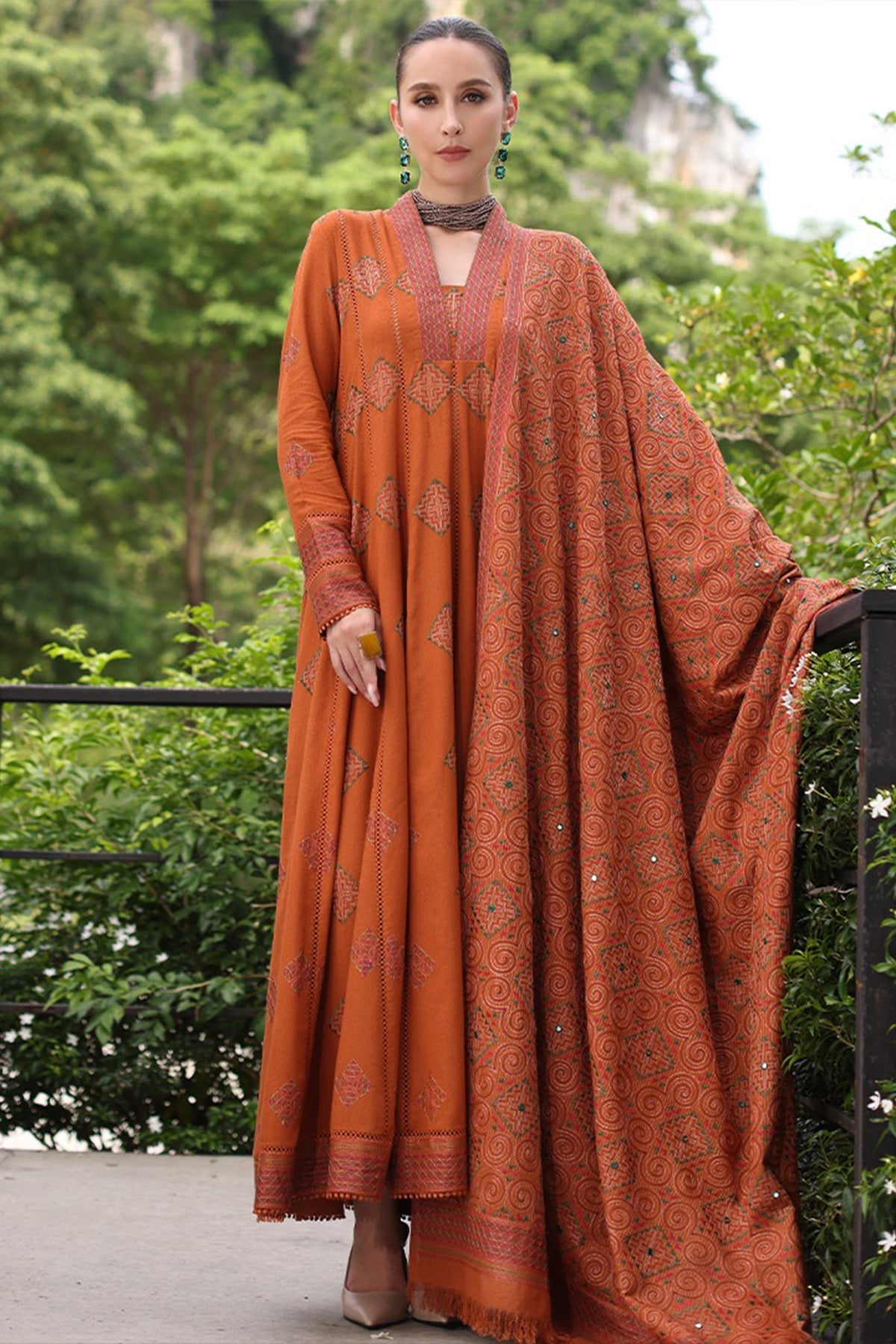 Breeze-3 PC Winter Dhanak Embroidred - V026